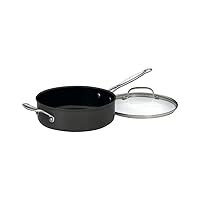 Chef's Classic Non-Stick Hard Anodized Saute Pan with Lid Size: 5.5-Quart