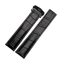 Genuine Cowhide Watch Band For TAG Heuer Carrera Lincoln 19mm 20mm 22mm Black Brown Folding Buckle Watch Strap Men