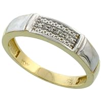 10k White Gold Men's Diamond Wedding Band, 3/16 inch wide