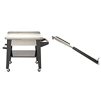 Cuisinart Outdoor Grill Accessories Bundle with Pizza Stone Cleaning Brush + Stainless Steel Grill Prep Table