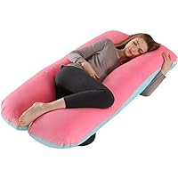 baimeng Pregnant Pillow, U Shaped Body Pillow for Pregnant Women (Pink-Blue, 47 inches)