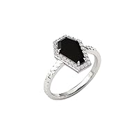 1.00 CT Vintage Coffin Shape Black Onyx Engagement Ring Boho Style Coffin Ring For Women Black Onyx Statement Ring Coffin Gemstone Ring Gift For Her