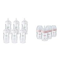 NUK Simply Natural Baby Bottles, 9 oz, 6 Pack and 5 oz, 4 Pack, Pink Hearts with SafeTemp Technology