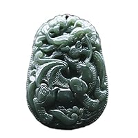 Home Decoration Natural Hetian Jade Dragon Pendant Necklace Charm Jewellery Fashion Accessories Hand-Carved Man and Woman Luck Amulet Gifts Chain Full of Texture