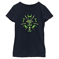 Marvel (TV Show What Makes A Loki Girl's Solid Crew Tee, Navy Blue, X-Small