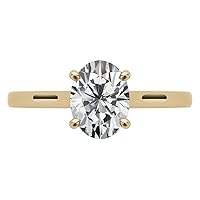 10K Solid Yellow Gold Handmade Engagement Ring, 2 CT Oval Cut Moissanite Diamond Solitaire Wedding/Bridal Ring for Women/Her, Minimalist Ring Anniversary Ring Gifts