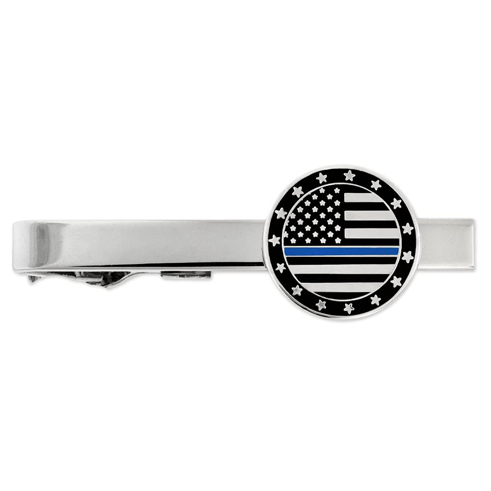 PinMart Thin Blue Line American Flag Police Tie Clip
