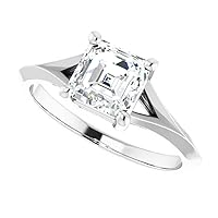 JEWELERYIUM 1 CT Asscher Cut Colorless Moissanite Engagement Ring, Wedding/Bridal Ring Set, Halo Style, Solid Sterling Silver, Anniversary Bridal Jewelry for Wife
