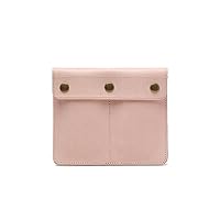 Leather Nude Color Watch Case 2-position Square Snap Button Outdoor Travel Portable Watch Storage Bag