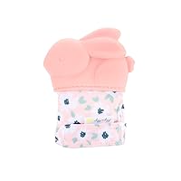 Itzy Ritzy Silicone Teething Mitt - Soothing Infant Teething Mitten with Adjustable Strap, Crinkle Sound & Textured Silicone to Soothe Sore & Swollen Gums - Baby Teething Toy for 3 Mos & Up, Bunny