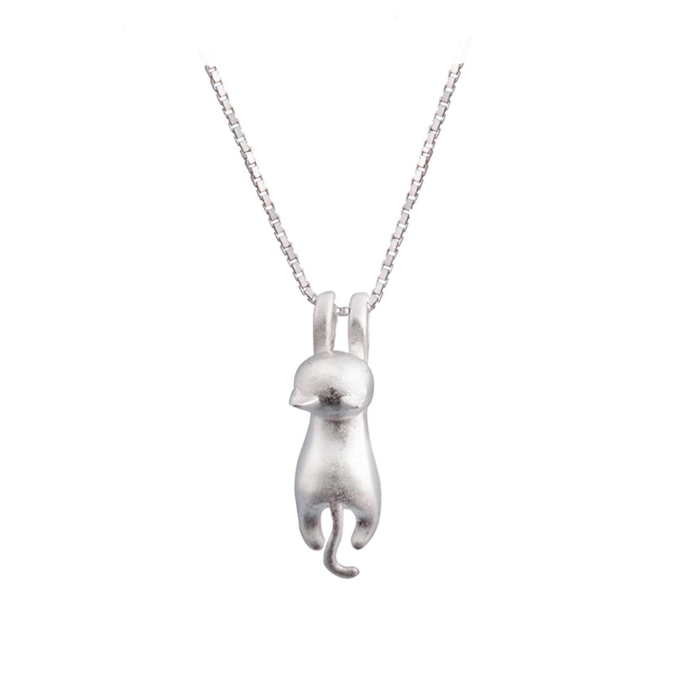 S.Leaf S925 Sterling Silver Cat Necklaces Cat Jewelry for Women Cat Gifts for Cat Lovers Cat Lover Gifts for Women Cat Lady Gifts Silver Cat Pendant Collarbone Necklace