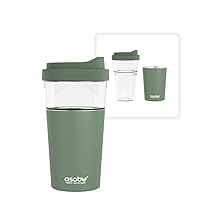 asobu Clear Insulation Vista Tritan Tumbler for Iced Coffee and Ice Tea with Removable Insulated Stainless Steel Sleeve, Familer Feel Open Spout, 20 Ounces (Basil Green)