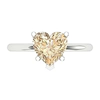 2.0 ct Heart Cut Solitaire Natural Brown Morganite 5-Prong Engagement Bridal Promise Anniversary Ring 18K White Gold