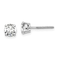 14k White Gold 1 Carat Total Weight Round Certified VS SI D E F Lab Grown Diamond Screw Back 4 Prong Stud Post Earrings Jewelry Gifts for Women