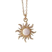 White Opal Gold Sun Necklace Sun Pendant Gift for Her Sunshine Necklace Sun Pendant Necklace for Women Boho Necklace Sunburst Necklace