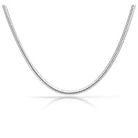 Adabele 1pc Authentic 925 Sterling Silver 1mm 2mm 3mm Round Snake Chain Necklace Tarnish Resistant Hypoallergenic Nickel Free Women Men Jewelry Made In Italy