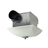 Decorative Square 70CFM Ceiling Bath Fan with Light and Glass Globe, Brushed Nickel or Oil Rubbed Bronze, Requires 8.11