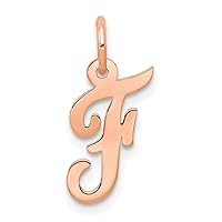 14k Rose Gold Small Script Letter F Initial Charm Pendant Necklace Jewelry Gifts for Women