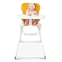 Joovy Nook NB High Chair Featuring Four-Position Adjustable Swing Open Tray, 3-Position Reclining Seat, and Front Wheels for Added Mobility - Folds Down Flat for Easy Storage, Mustard