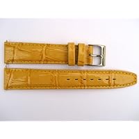 GORGEOUS 18MM YELLOW STITCHED CROCO GRAIN GENUINE LEATHER BAND