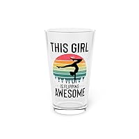 Beer Glass Pint 16oz Hilarious Girl Is Flipping Awesome Acrobatics Expert Lover Humorous Aerobics Default Title