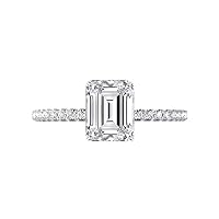 Colorless Moissanite Emerald Cut Rings, 2.0 Ct, 18K White Gold Setting