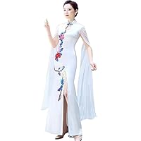 Chinese Dress Improved Qipao National Flower Embroidery Cheongsam Oriental Banquet Evening
