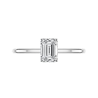 2 CT Emerald Cut Colorless Moissanite Engagement Ring for Women, Solitaire Classic Handmade Moissanite Diamond Bridal Wedding Rings, Anniversary Propose Gifts Her