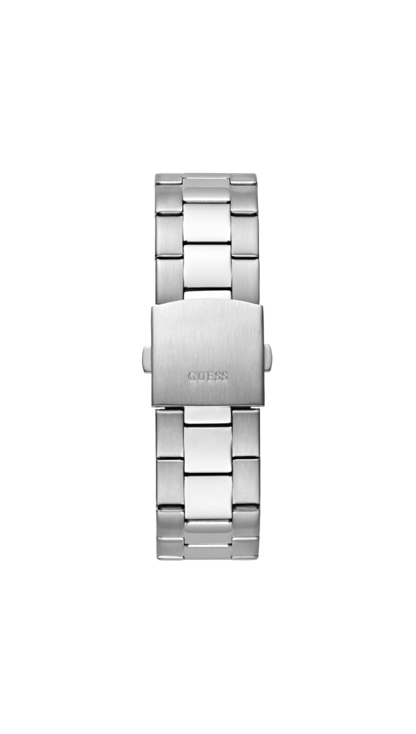 GUESS Men's 44mm Watch - Silver Tone Bracelet Black Dial Silver Tone Case