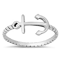 Anchor Rope Sea Captain Promise Ring New .925 Sterling Silver Band Sizes 4-10