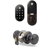 Nest x Yale Lock with Matching Knob - Smart Lock with Knob for Keyless Entry - Bronze