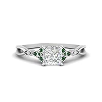 Choose Your Gemstone 925 Sterling Silver Princess Shape Petite Engagement Ring Everyday Wedding Jewelry Handmade Gifts for Wife Celtic Knot Split Diamond CZ Birthstone Ring : US Size 4 to 12