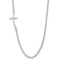 925 Sterling Silver Small Sideways Curved Religious Faith Cross Necklace Measures 10.2mm Wide Jewelry for Women - Length Options: 17 18