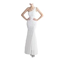 DbdkejjWomen's Long Formal Gown One Shoulder Sleeveless Lace Sequin Wedding Guest Evening Special Event Evening Gown