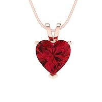Clara Pucci 2 ct Brilliant Heart Cut Solitaire Simulated Pink Tourmaline 14k Rose Gold Pendant with 16