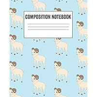 Composition Notebook: Wide Ruled Paper Notebook For Kids, School And Collage - Cute Ram Goat Pattern