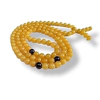 Mila Mala Rosary 9mm Egg Yolk Butterscotch Buddhist Prayer Beads Baltic Amber, Dark Honey Baltic Amber Mala Rosary