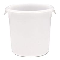 Rubbermaid Commercial Products Plastic Round Food Storage Container for Kitchen/Food Prep/Storing, 8 Quart, White, Container Only (FG572400WHT)