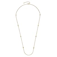 Leonardo Puro 021695 Women's Necklace Stainless Steel Long Filigree Anchor Chain with Olive-Shaped Stainless Steel Beads Gold-Coloured, Stainless Steel, No Gemstone