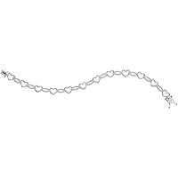 The Diamond Deal Sterling Silver Womens Round Diamond Heart Outline Link Bracelet 1/12 Cttw