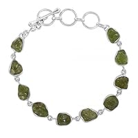 Natural Rough Peridot Bracelet Gemstone 925 Sterling Silver Handmade Jewelry