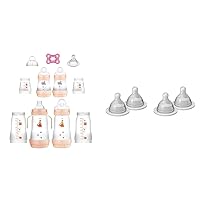 MAM Grow with Baby 15-Piece Gift Set, Newborn 0-4 Months, Anti-Colic Bottles and Silicone & Bottle Nipples Extra Slow Flow Nipple Size 0, for Newborn Babies and Older, SkinSoft Silicone