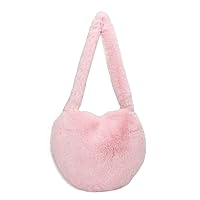 Women's Handbag Fleece Heart Shape Shoulder Bag Hobo Tote Bag Faux Fur Retro Casual Clutch Cute Purse