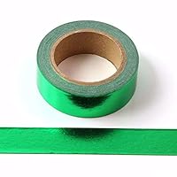 Syntego Solid Foil Washi Tape Decorative Self Adhesive Masking Tape 15mm x 10 Meters (Green)