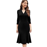 Autumn Women Classy Solid Black Color Dresses Formal Business Party Elegant Mermaid Dress