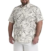 Harbor Bay by DXL Men's Big and Tall Easy-Care Leaf Print Sport Shirt