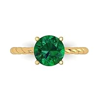 Clara Pucci 2.1 ct Round Cut Solitaire Rope Twisted Knot Simulated Emerald Classic Anniversary Promise Engagement ring 18K yellow Gold