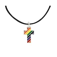 Black Cord Rainbow Pride LGBTQ Necklace – Rainbow Pride Charm Necklace for Pride Parades, Pride Events, Promotions, Support & More!