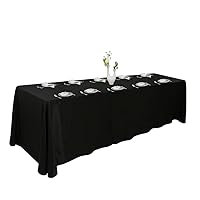 Black Tablecloth for 8+ft Rectangle Tables That Seats 8-10 Person, Manteles de Mesa De Tela para Fiestas de 8-10 Sillas, Machine Washable Reusable Polyester Table Cloths
