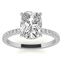 Mois 6 CT Elongated Cushion Cut Colorless Moissanite Engagement Ring Wedding/Bridal Ring Set, Diamond Ring, Anniversary Solitaire Halo Accented Promise Vintage Antique Gold Silver Ring Perfact